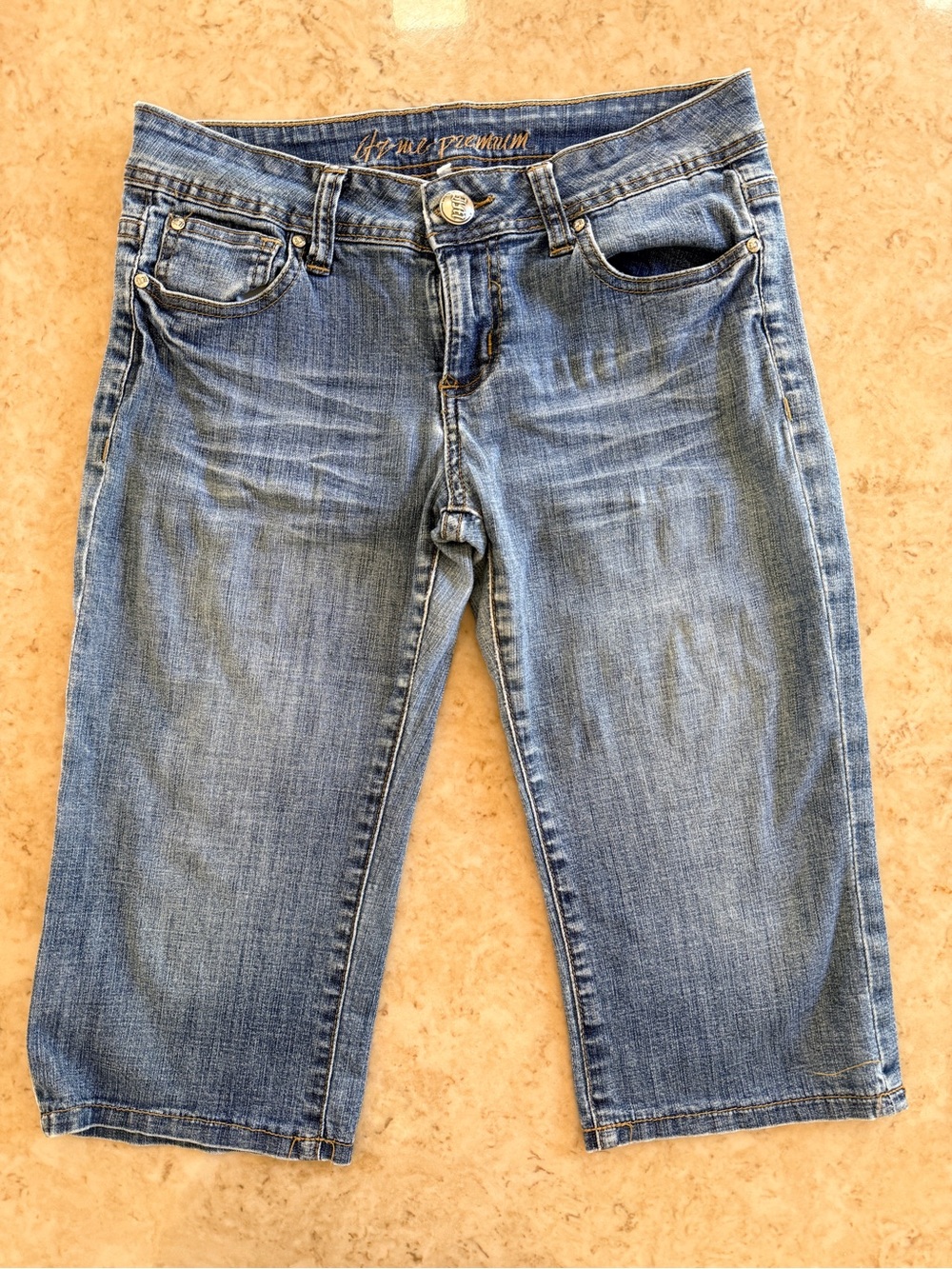 Itz Me USA Premium Y2K Denim Capri Jeans Shorts Juniors Size 5